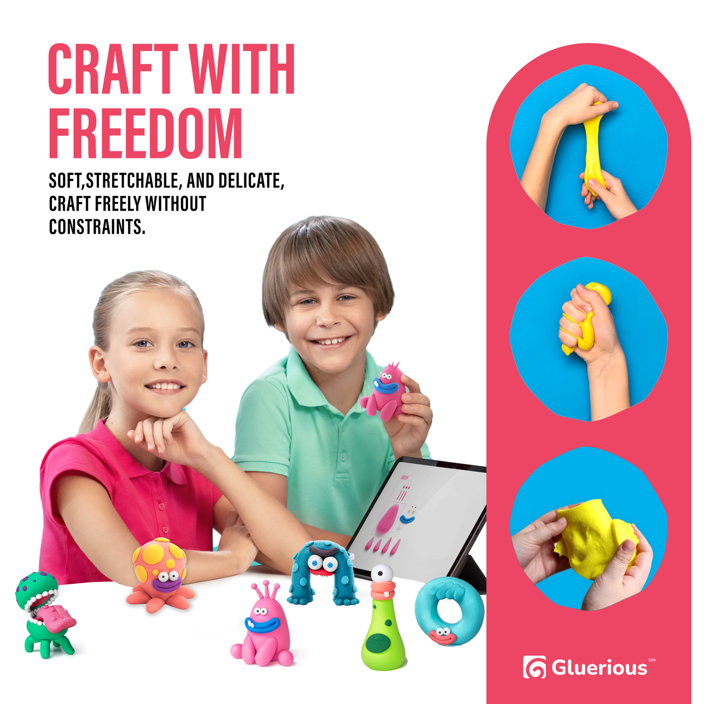 Air Dry Clay for Kids - Magic Modeling Clay Kit: 50 Vibrant Colors, 100 Googly Eyes, Soft & Safe Material - Creative Fun Arts and Crafts Set