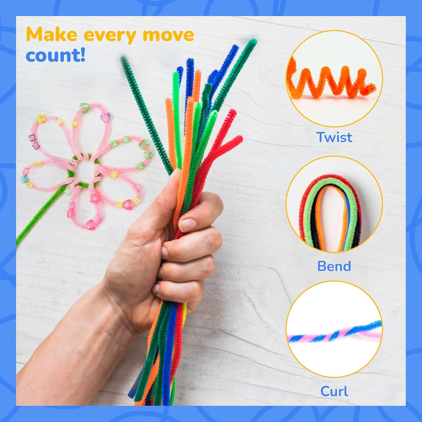 Gluerious Pipe Cleaners,1200 pcs and 20 Assorted Colors 12 inch Chenille Stems for DIY Art Creative Crafts Decorations…