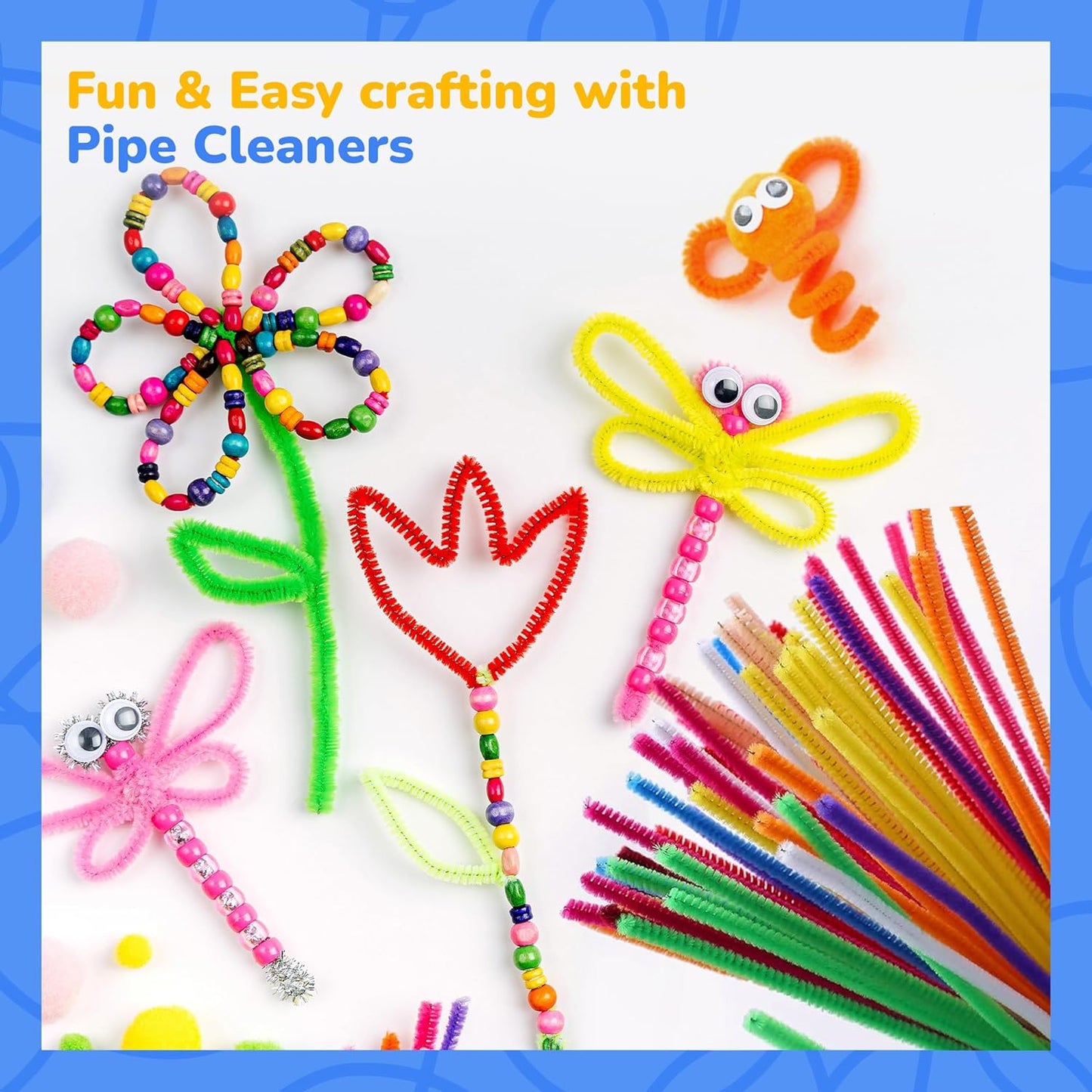 Gluerious Pipe Cleaners,1200 pcs and 20 Assorted Colors 12 inch Chenille Stems for DIY Art Creative Crafts Decorations…