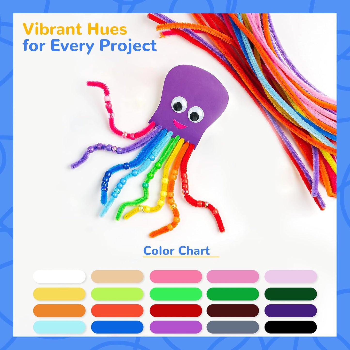 Gluerious Pipe Cleaners,1200 pcs and 20 Assorted Colors 12 inch Chenille Stems for DIY Art Creative Crafts Decorations…