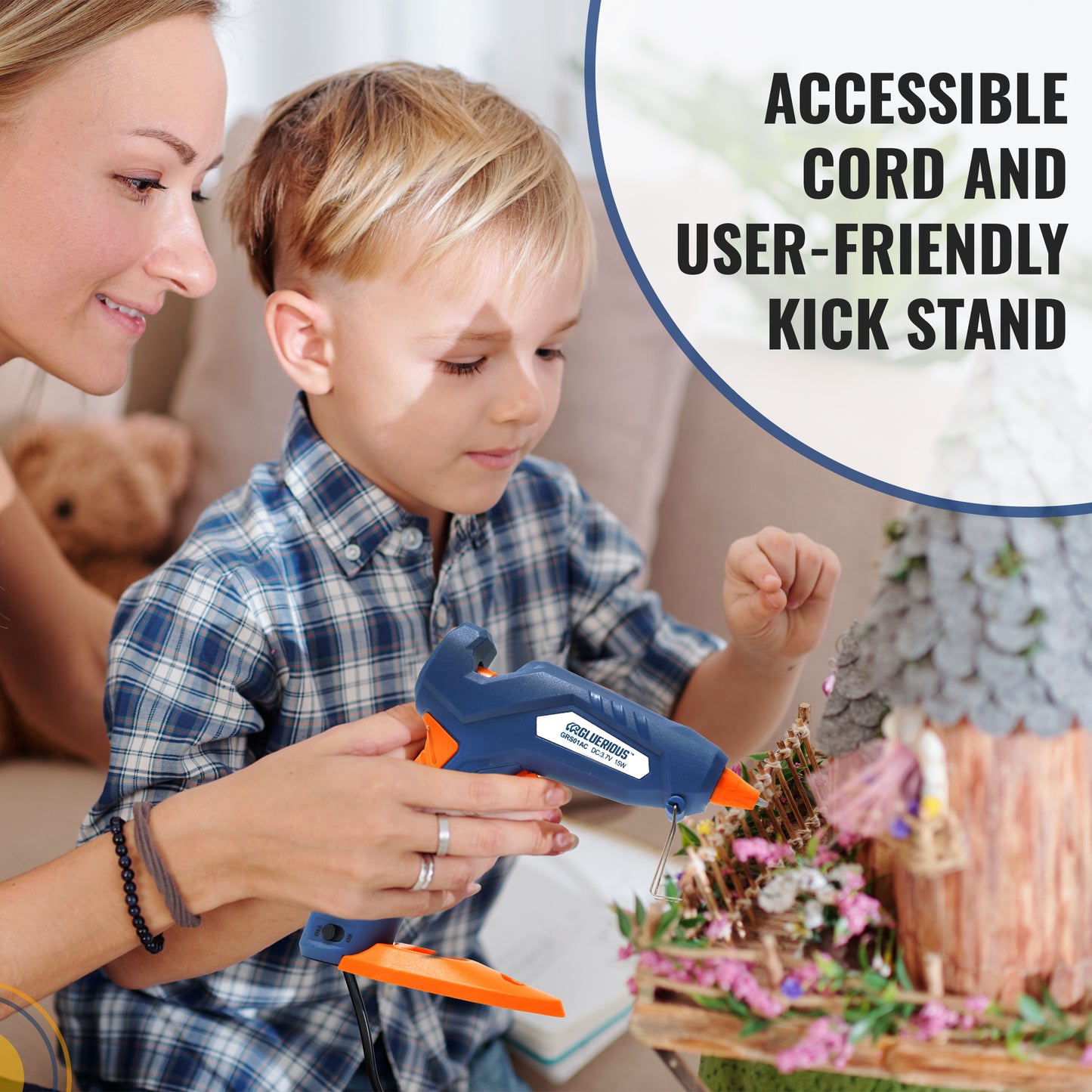 Cordless Hot Glue Gun with 30 Hot Glue Sticks, Cordless Glue Gun with rechargeable battery and charger for Decor, Craft Schools, DIY Arts, and Home Quick Repairs