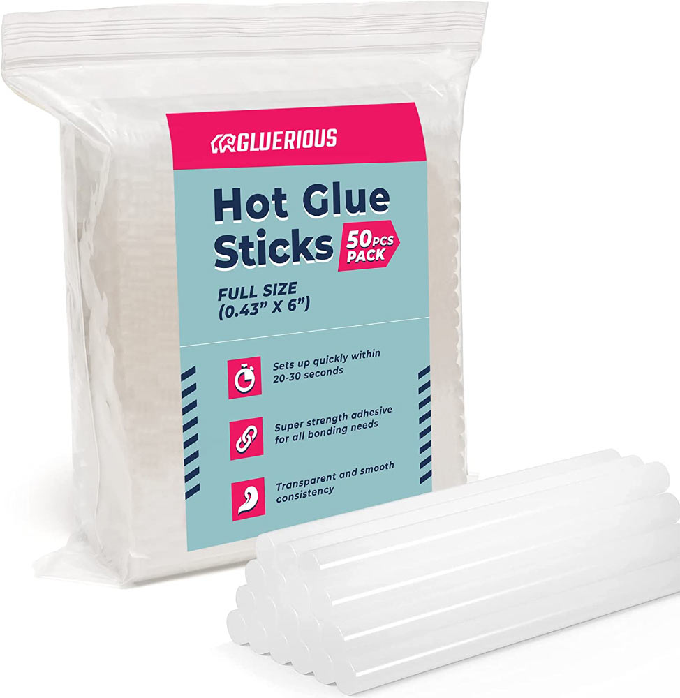 Gluerious Full Size Hot Glue Sticks For Glue Gun, 50pcs Bulk Pack 0.43