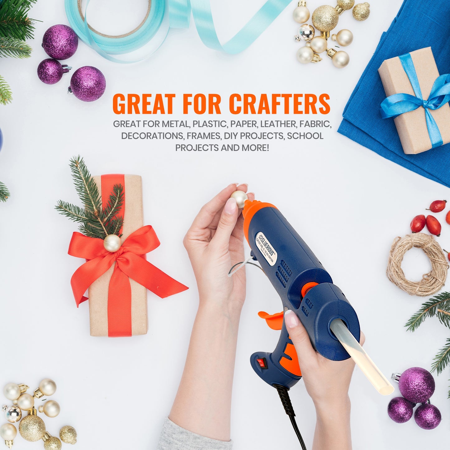 Hot Glue Gun Kit, Gluerious Dual Temp Glue Gun With 15 Hot Glue Sticks, 60W/100W Full Size Glue Gun For Crafts & Heavy Duty (Dual Temp Glue Gun)