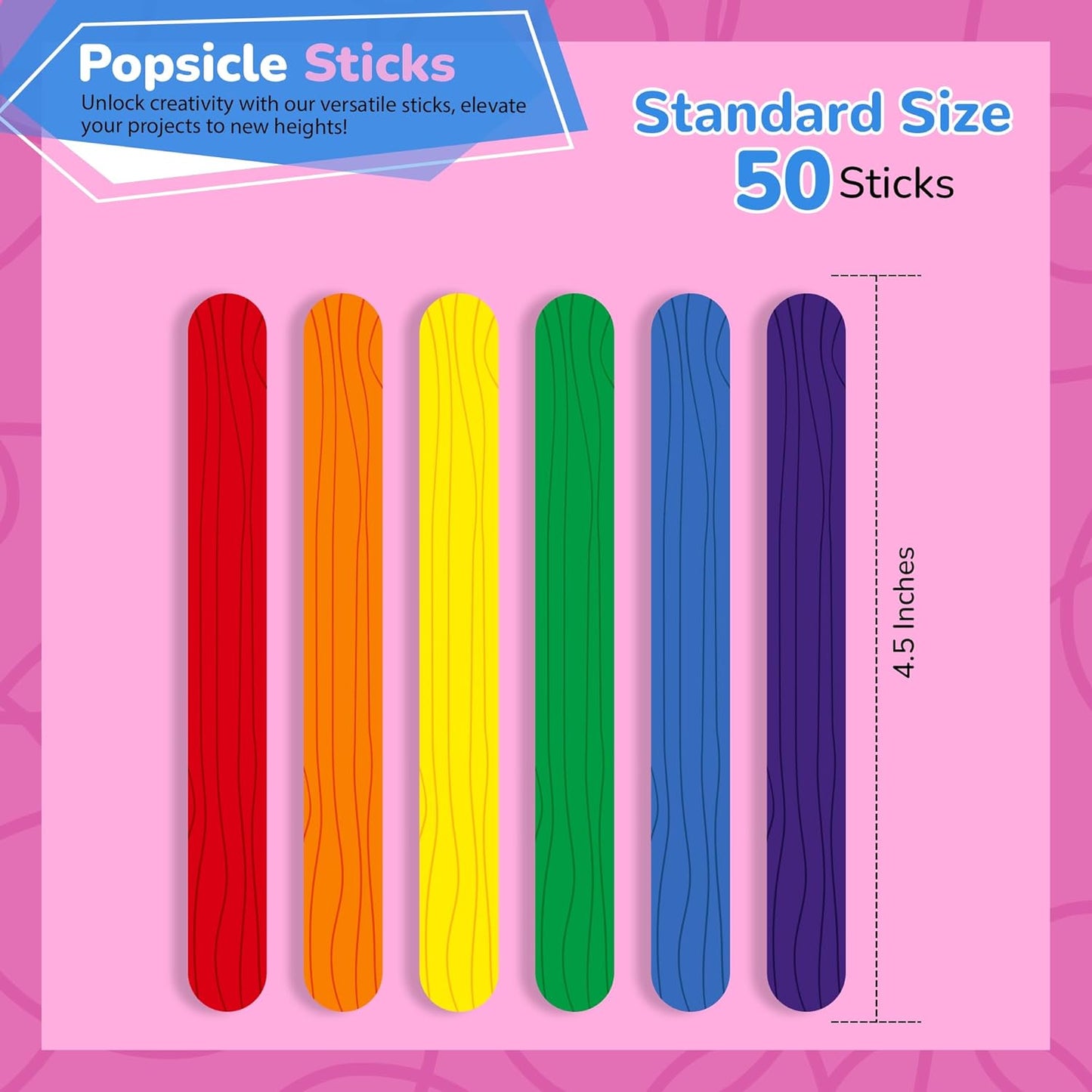 [50 Count] 4.5 Inch Wooden Multi-Purpose Popsicle Sticks for Crafts, ICES, Ice Cream, Wax, Waxing, Tongue Depressor Wood Sticks…