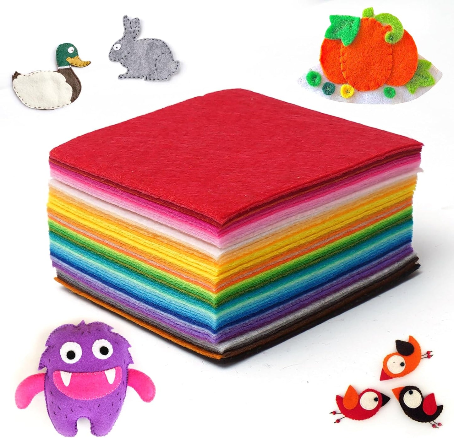 50pcs Felt Fabric Sheet 4"x4" Assorted Color DIY Craft Squares Nonwoven 1mm Thick…