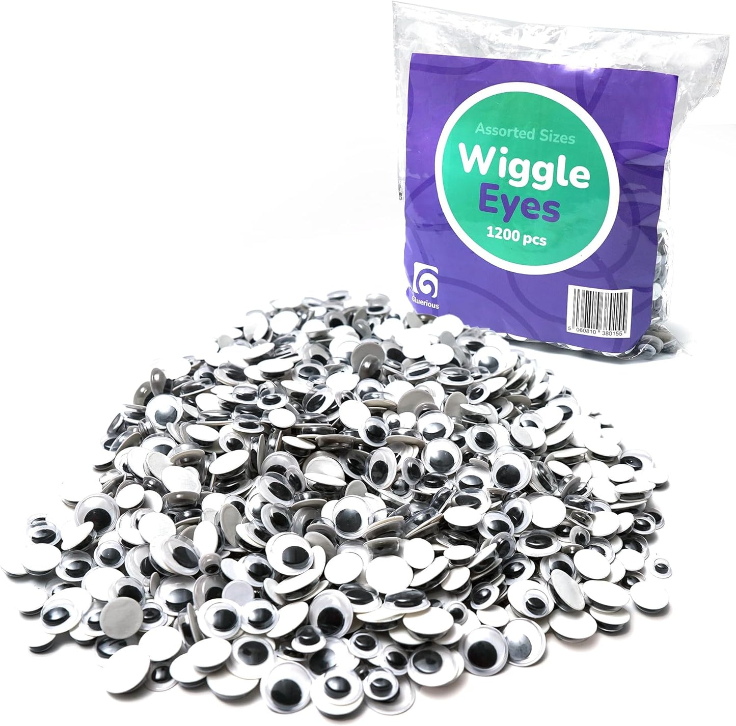 Gluerious 1200 Pcs Black Wiggle Googly Eyes with Self-Adhesive, 6mm 8mm 10 mm 12mm Mixed Packaging…