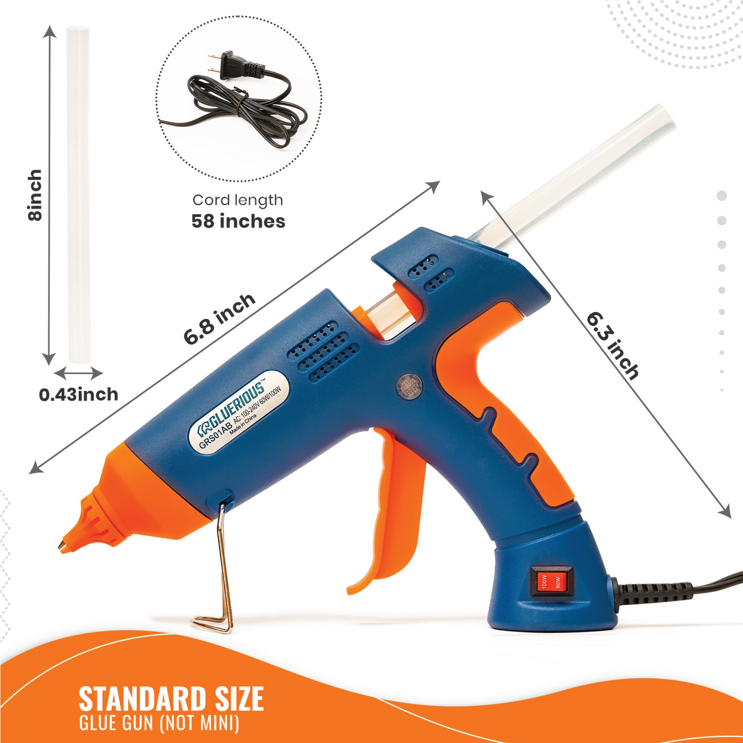 Hot Glue Gun Kit, Gluerious Dual Temp Glue Gun With 15 Hot Glue Sticks, 60W/100W Full Size Glue Gun For Crafts & Heavy Duty (Dual Temp Glue Gun)