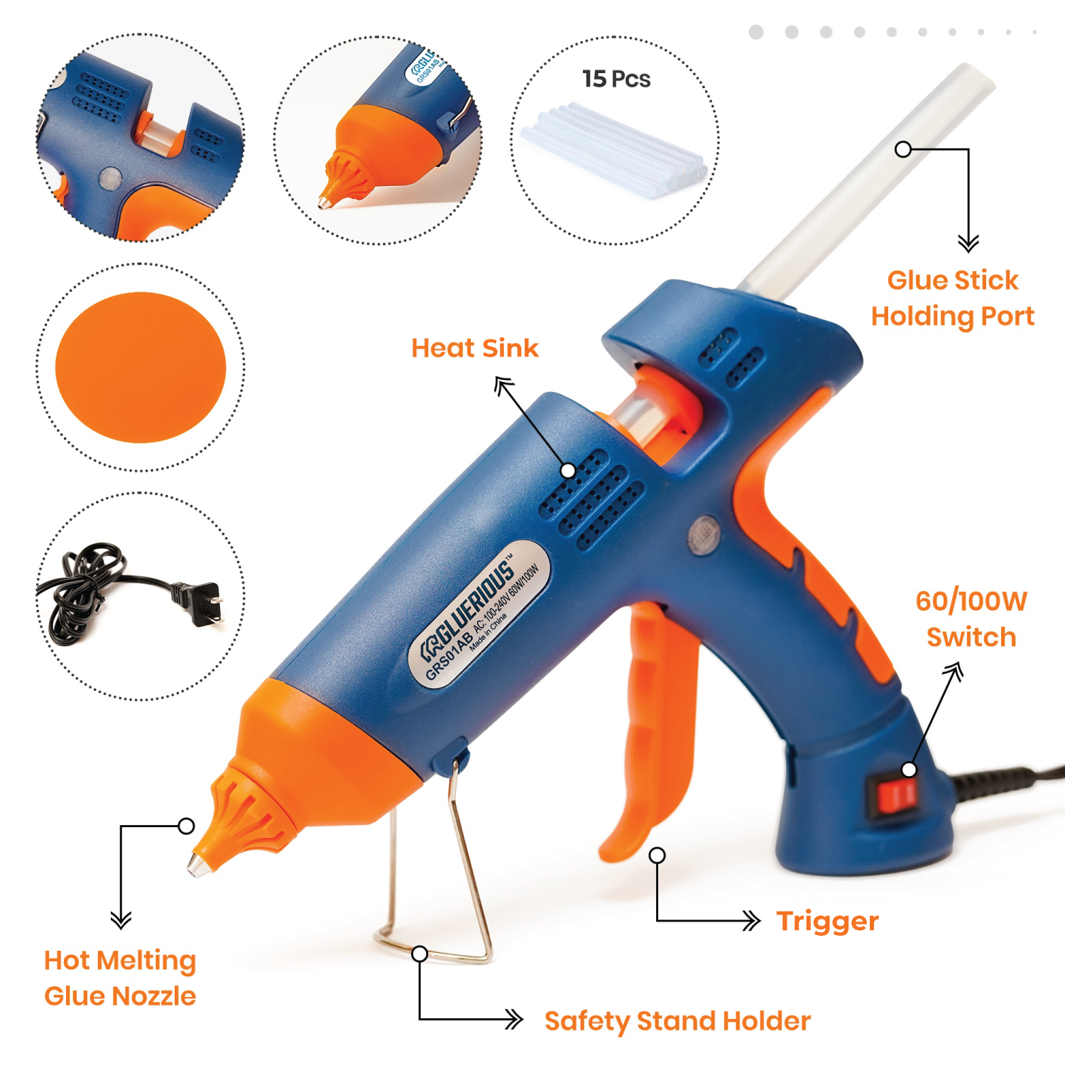 Hot Glue Gun Kit Gluerious Dual Temp Glue Gun With 15 Hot Glue Sticks