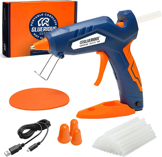 Cordless Hot Glue Gun with 30 Hot Glue Sticks, Cordless Glue Gun with rechargeable battery and charger for Decor, Craft Schools, DIY Arts, and Home Quick Repairs