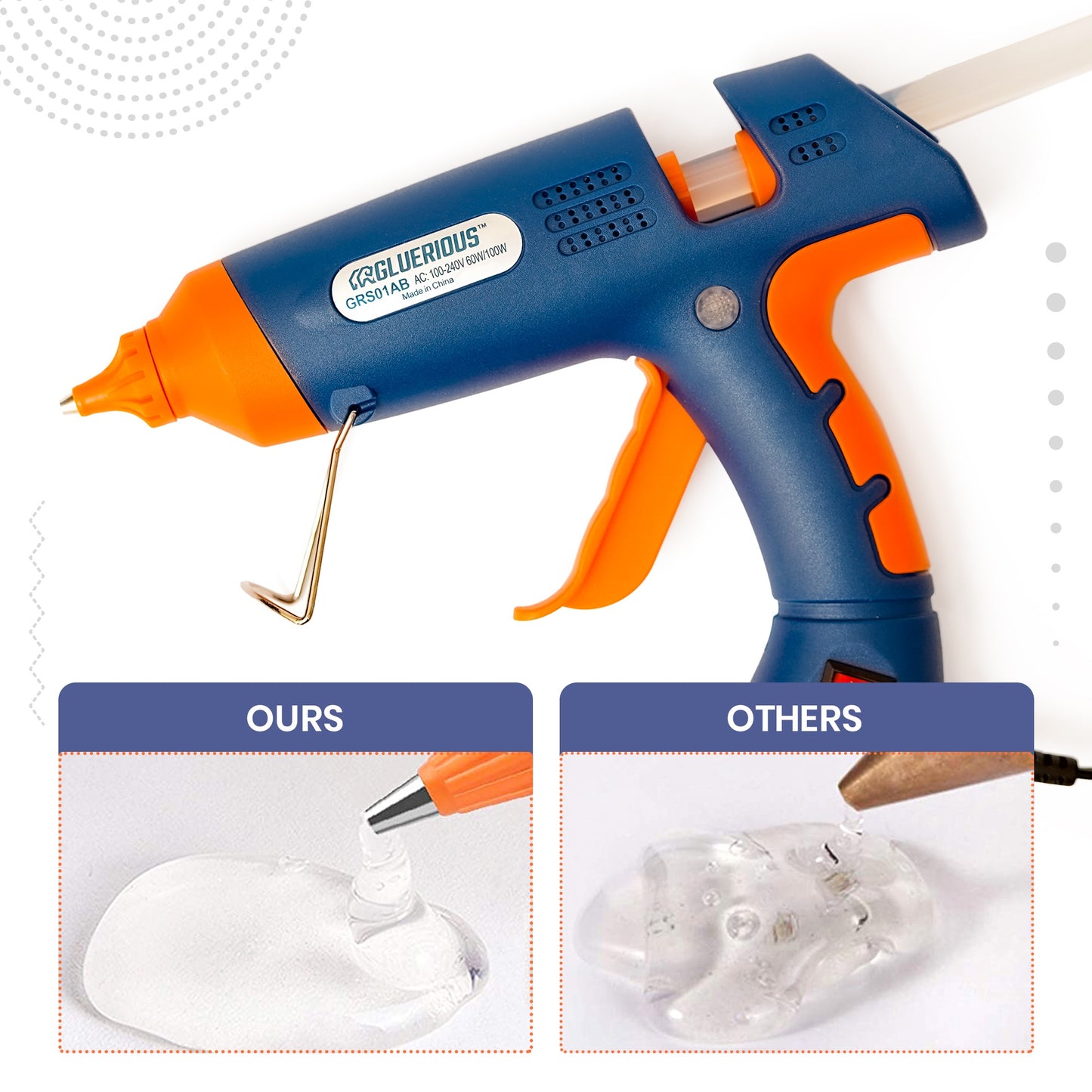 Hot Glue Gun Kit, Gluerious Dual Temp Glue Gun With 15 Hot Glue Sticks, 60W/100W Full Size Glue Gun For Crafts & Heavy Duty (Dual Temp Glue Gun)